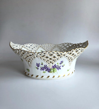 Royal Copenhagen Blue Viol Full Lace Fruit Basket Extremely Rare 1894–1900