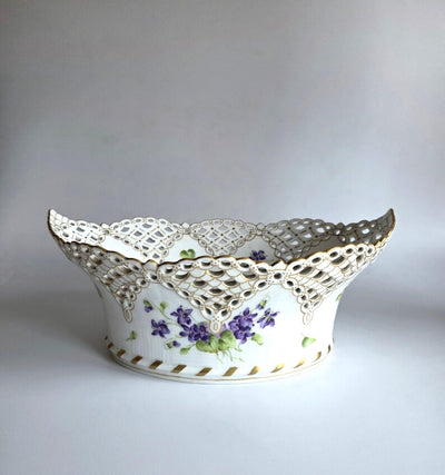 Royal Copenhagen Blue Viol Full Lace Fruit Basket Extremely Rare 1894–1900