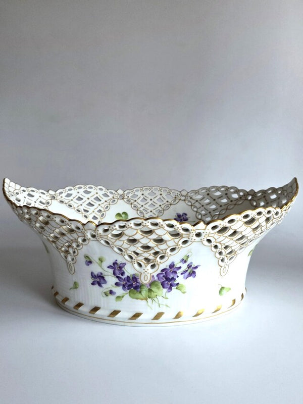 Royal Copenhagen Blue Viol Full Lace Fruit Basket Extremely Rare 1894–1900
