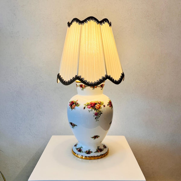 Royal Albert Old Country Roses Porcelain Lamp, Vintage Floral Lighting, Made England
