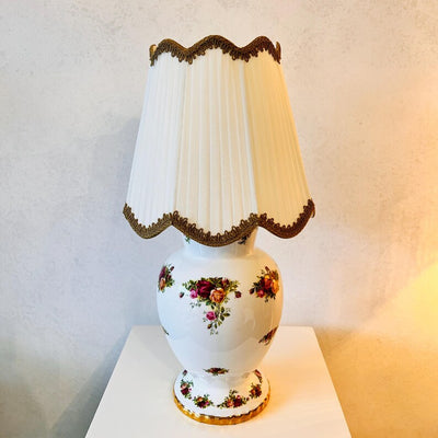 Royal Albert Old Country Roses Porcelain Lamp, Vintage Floral Lighting, Made England