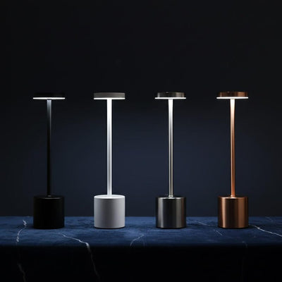 Gold Cylinder LED Table Lamp | Rechargeable Touch Dimmer | 3 Color Temps | Minimalist Bedroom