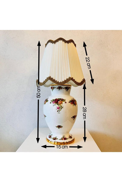 Royal Albert Old Country Roses Porcelain Lamp, Vintage Floral Lighting, Made England