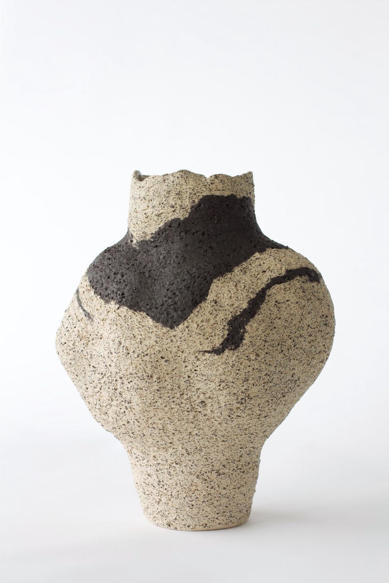 Beige Ceramic Vase, Sculptural Textured Vase, Minimalist Art Piece, Unique Design, Home Decor Vessel, Wabi Sabi,