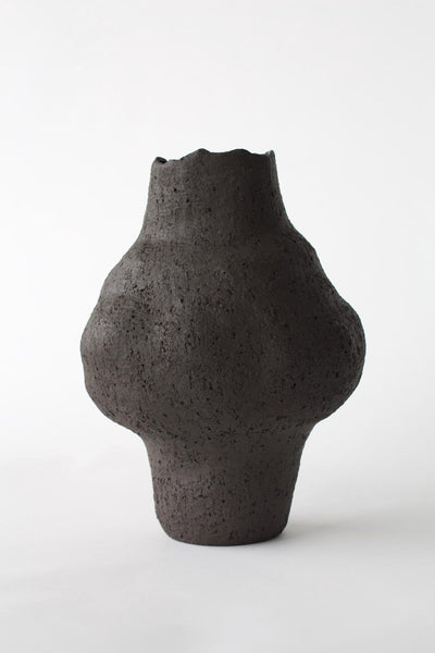 Black Ceramic Sculptural Vase, Unique Handmade Vase, Art Piece