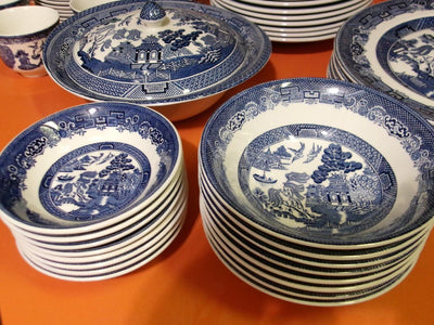 72 piece BLUE WILLOW Dinnerware Set by Johnson Bros.