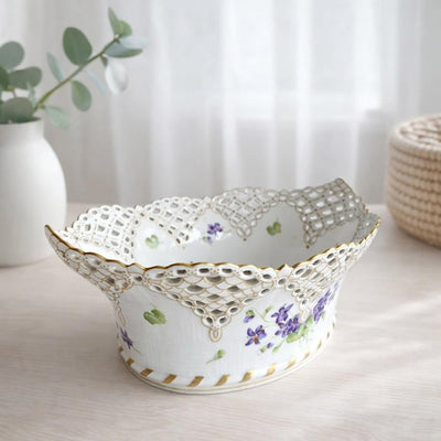 Royal Copenhagen Blue Viol Full Lace Fruit Basket Extremely Rare 1894–1900