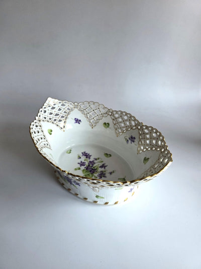 Royal Copenhagen Blue Viol Full Lace Fruit Basket Extremely Rare 1894–1900