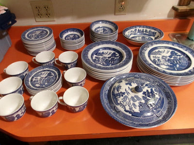 72 piece BLUE WILLOW Dinnerware Set by Johnson Bros.
