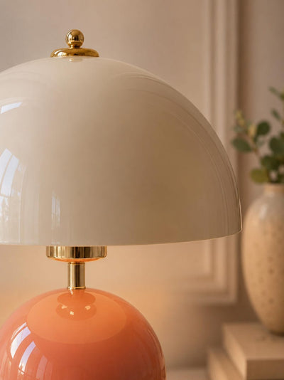 Modern Mushroom Bedside Lamp, Sage Green & Terracotta Japandi Table Light Decor