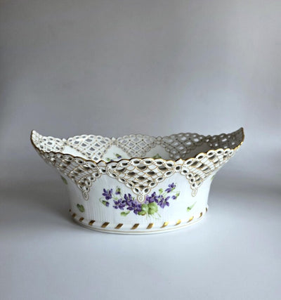 Royal Copenhagen Blue Viol Full Lace Fruit Basket Extremely Rare 1894–1900