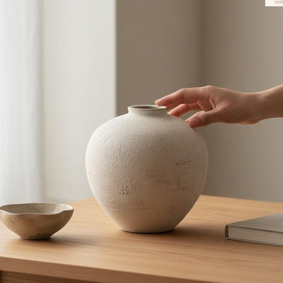 Wabi Sabi Porcelain Vase for Japandi Minimalist Home Decor