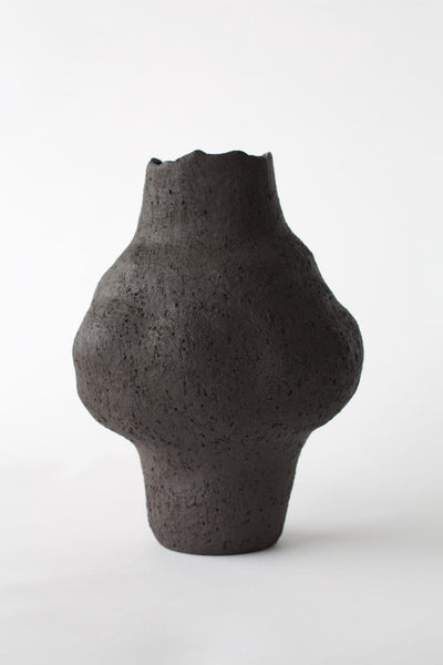 Black Ceramic Sculptural Vase, Unique Handmade Vase, Art Piece