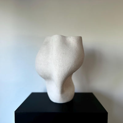 Handmade Beige Ceramic Abstract Vase: Wabi Sabi Sculptural Home Decor 13 inches