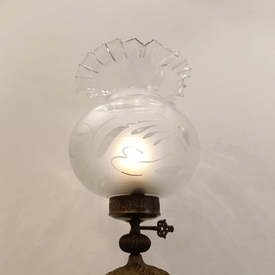 Genuine Limoges Table Lamp: Hand-Painted Porcelain, Gold Details, Glass Shade
