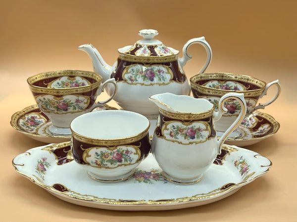 Vintage Royal Albert  Lady Hamilton design tea set for 2. ( If you want for 6 whatsapp us)