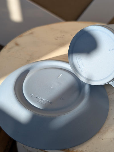 Vintage Wedgwood Jasperware Blue Biscuit Porcelain Coffee Cup and Saucer | Fairy Motif