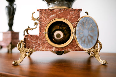 Antique 3-Piece French Clock Garniture Set | 19th Century Marly Horse Sculpture