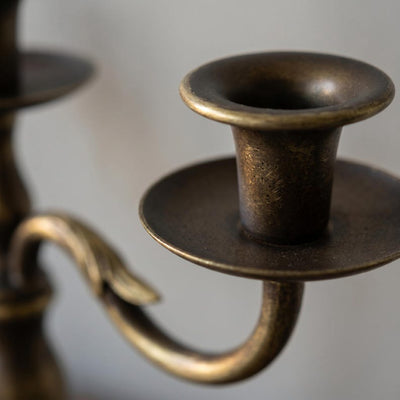 Baroque Floor Candelabra, Antique Gold Iron Candle Holder, European Tall Candlestick, Entryway Decor