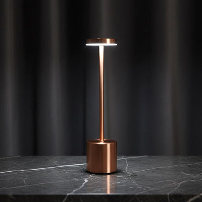 Gold Cylinder LED Table Lamp | Rechargeable Touch Dimmer | 3 Color Temps | Minimalist Bedroom