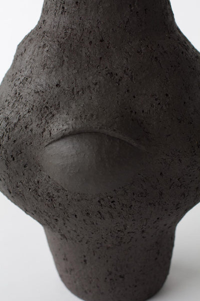 Black Ceramic Sculptural Vase, Unique Handmade Vase, Art Piece