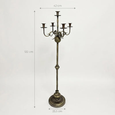 Baroque Floor Candelabra, Antique Gold Iron Candle Holder, European Tall Candlestick, Entryway Decor
