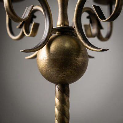 Baroque Floor Candelabra, Antique Gold Iron Candle Holder, European Tall Candlestick, Entryway Decor