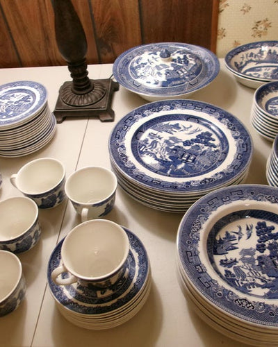72 piece BLUE WILLOW Dinnerware Set by Johnson Bros.