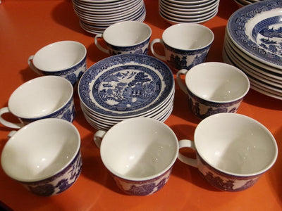 72 piece BLUE WILLOW Dinnerware Set by Johnson Bros.