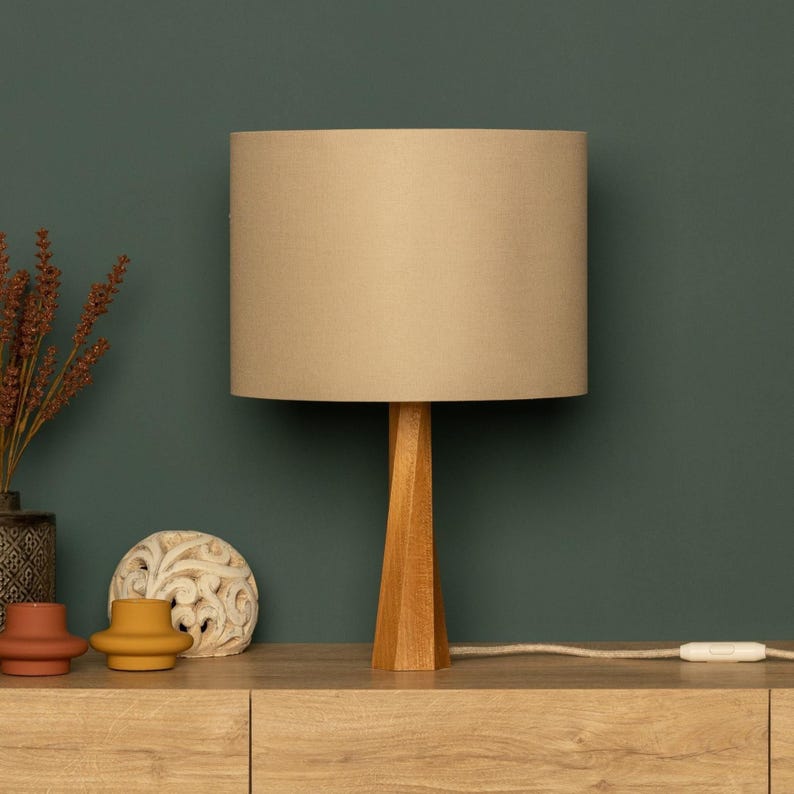 Handcrafted Wooden Table Lamp: Modern Bedside Desk Light