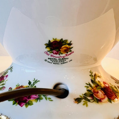 Royal Albert Old Country Roses Porcelain Lamp, Vintage Floral Lighting, Made England