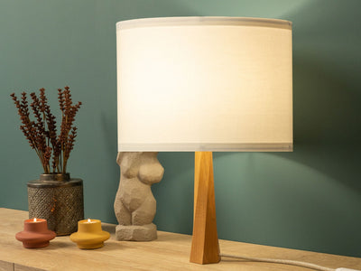 Handcrafted Wooden Table Lamp: Modern Bedside Desk Light