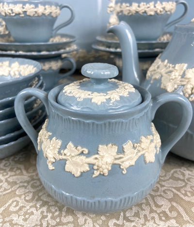 Vintage Wedgwood Embossed Queen's Ware dinner & tea set