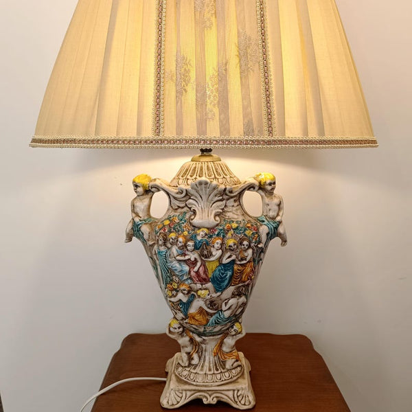 Vintage Italian Capodimonte Style Table Lamp – Porcelain Nymphs, Hollywood Regency Decor