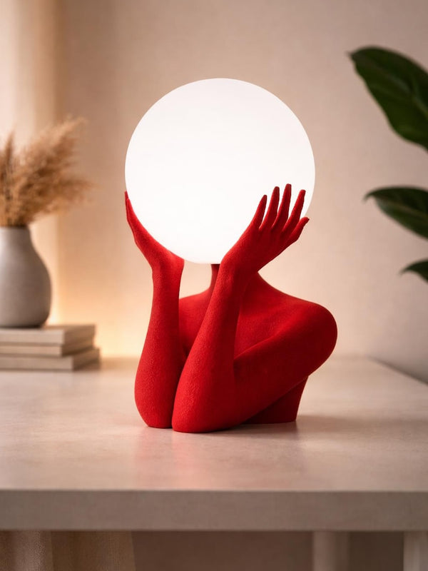 Sculptural Sphere Table Lamp, Modern Bedside Serenity, Artistic Ambient Light, Minimalist Home Decor