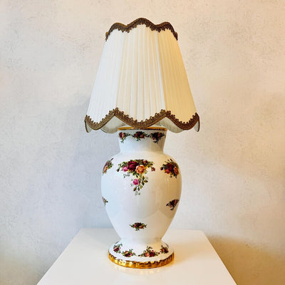 Royal Albert Old Country Roses Porcelain Lamp, Vintage Floral Lighting, Made England