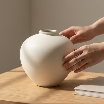 Wabi Sabi Porcelain Vase for Japandi Minimalist Home Decor
