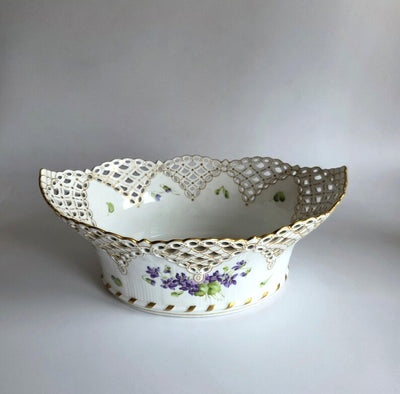 Royal Copenhagen Blue Viol Full Lace Fruit Basket Extremely Rare 1894–1900